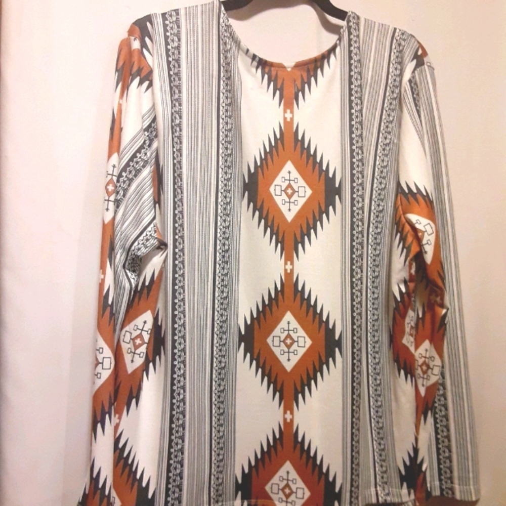 Aztec Pointed Hem Jacket - 2x - image 3